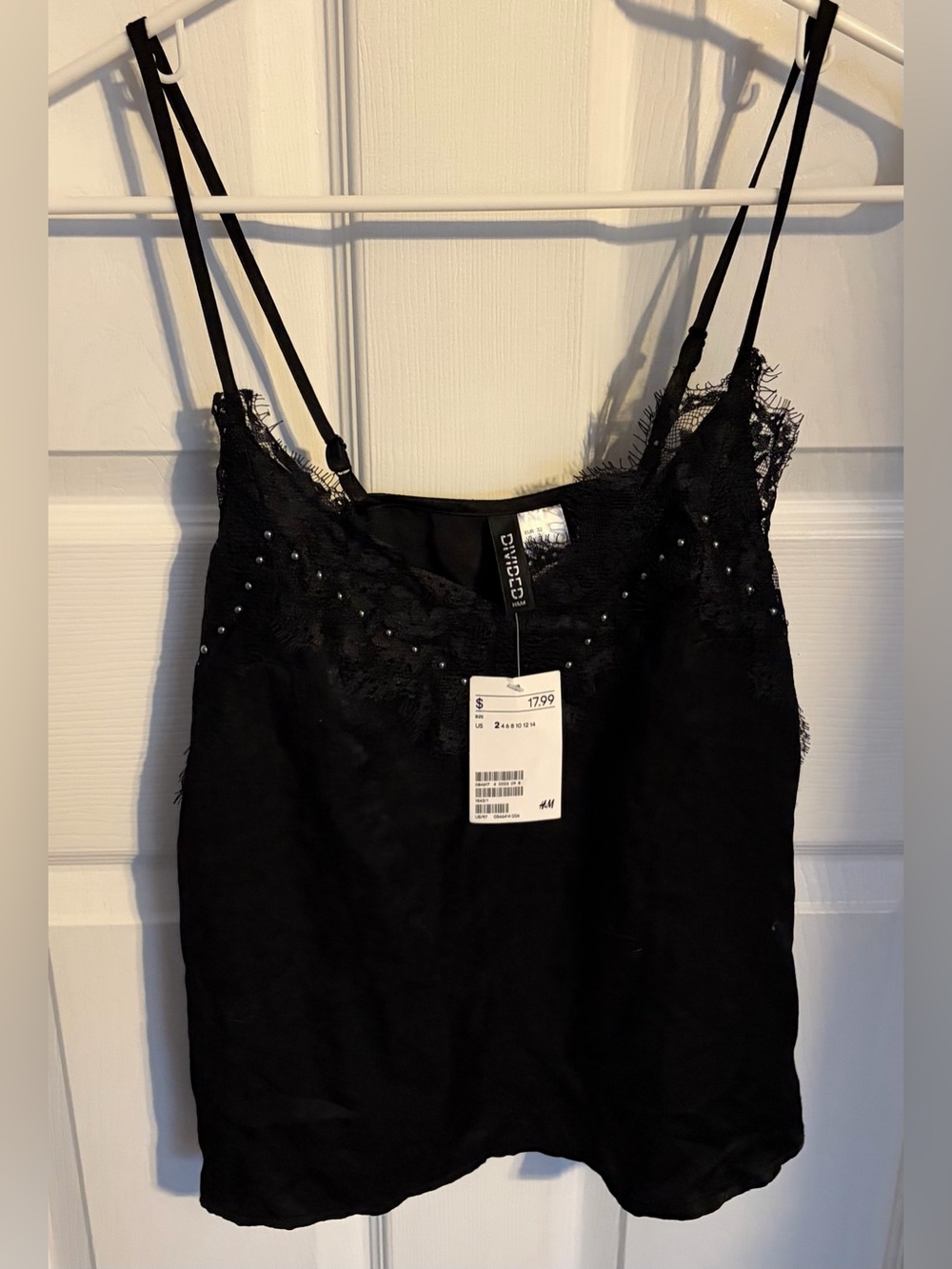 Black With Lace Trim Tank Top, Women’s size 2 NWT